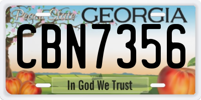 GA license plate CBN7356