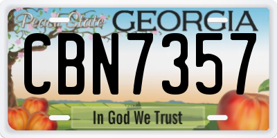 GA license plate CBN7357