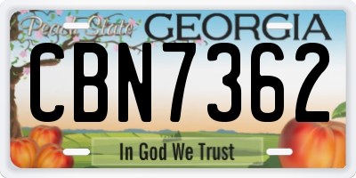 GA license plate CBN7362