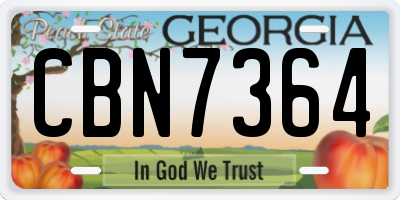 GA license plate CBN7364