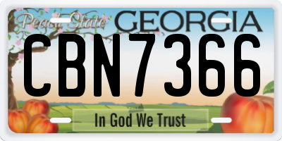 GA license plate CBN7366