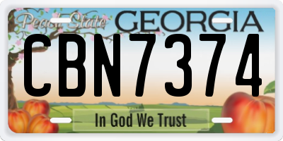 GA license plate CBN7374