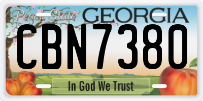 GA license plate CBN7380