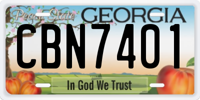 GA license plate CBN7401