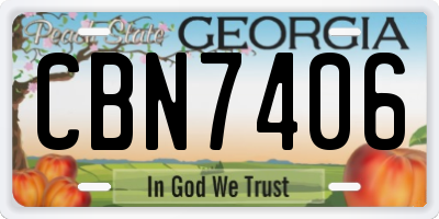 GA license plate CBN7406