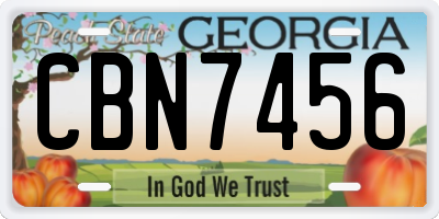 GA license plate CBN7456