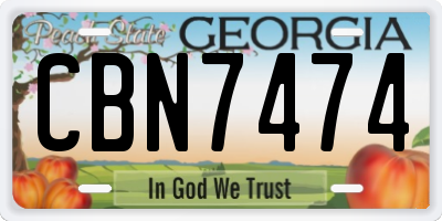 GA license plate CBN7474