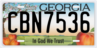 GA license plate CBN7536
