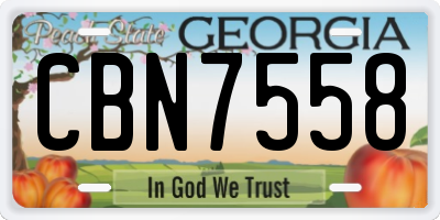 GA license plate CBN7558