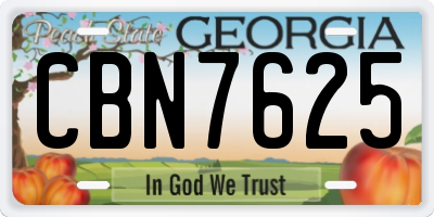 GA license plate CBN7625