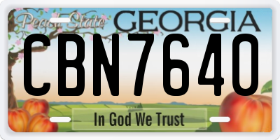 GA license plate CBN7640
