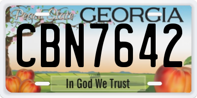 GA license plate CBN7642