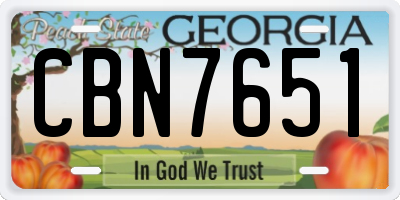 GA license plate CBN7651