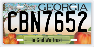 GA license plate CBN7652