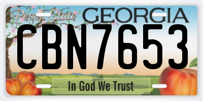 GA license plate CBN7653