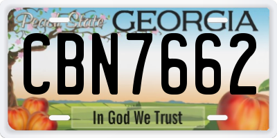 GA license plate CBN7662