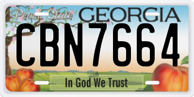 GA license plate CBN7664