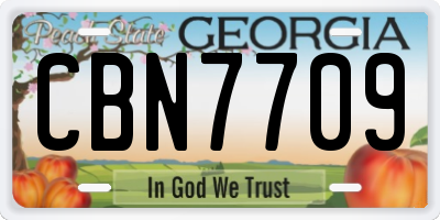 GA license plate CBN7709