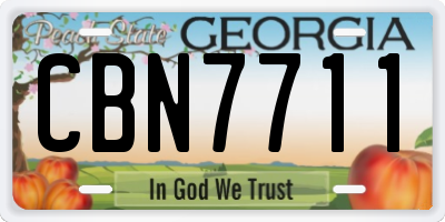 GA license plate CBN7711