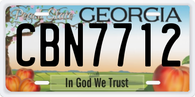 GA license plate CBN7712
