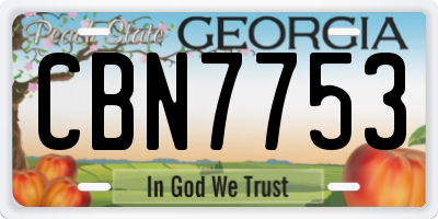 GA license plate CBN7753