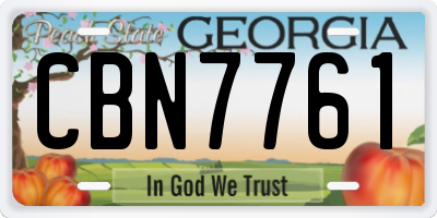 GA license plate CBN7761