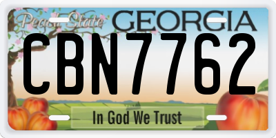 GA license plate CBN7762