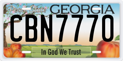 GA license plate CBN7770