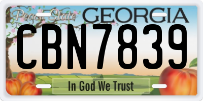 GA license plate CBN7839