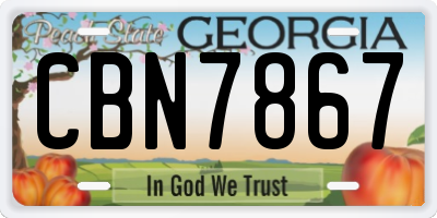 GA license plate CBN7867