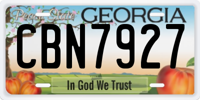 GA license plate CBN7927