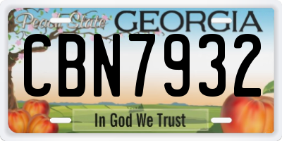 GA license plate CBN7932