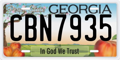 GA license plate CBN7935