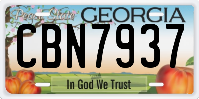 GA license plate CBN7937