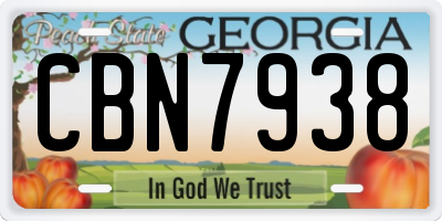 GA license plate CBN7938