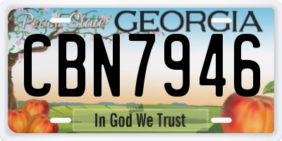 GA license plate CBN7946
