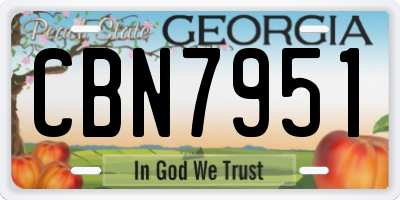 GA license plate CBN7951