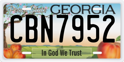 GA license plate CBN7952