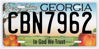 GA license plate CBN7962