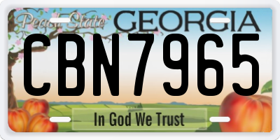 GA license plate CBN7965