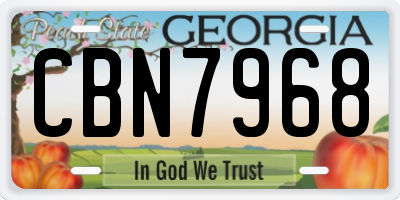 GA license plate CBN7968