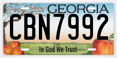 GA license plate CBN7992