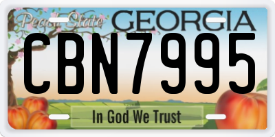 GA license plate CBN7995