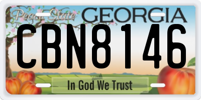 GA license plate CBN8146