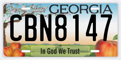 GA license plate CBN8147