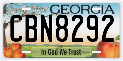 GA license plate CBN8292