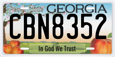 GA license plate CBN8352