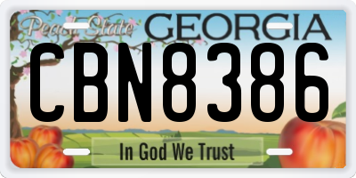 GA license plate CBN8386