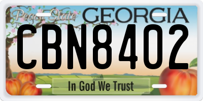GA license plate CBN8402