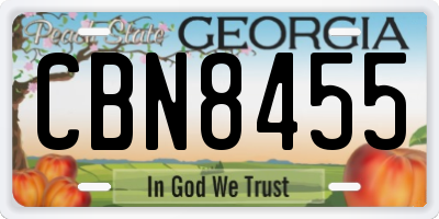 GA license plate CBN8455